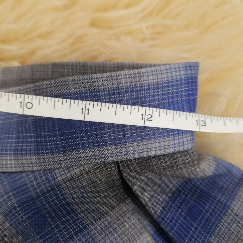 Plaid Skirt Circle Skirt Midi Blue Grey XS - Picture 4 of 7